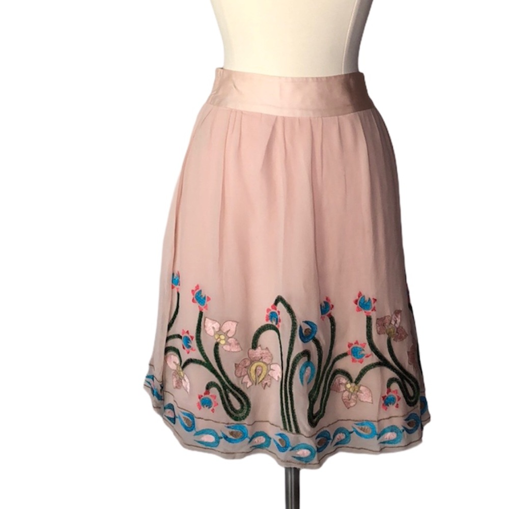 Mademoiselle Mulberry Silk Flowy Skirt Size 2